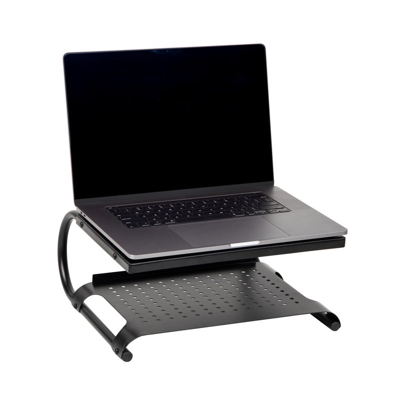 Mind Reader Monitor Stand, Ventilated Laptop Riser, Desktop Organizer, Storage, Office, Metal, 14"L x 12.5"W x 6"H, Black - Image 5